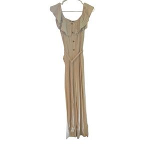 Linen blend cream colored romper